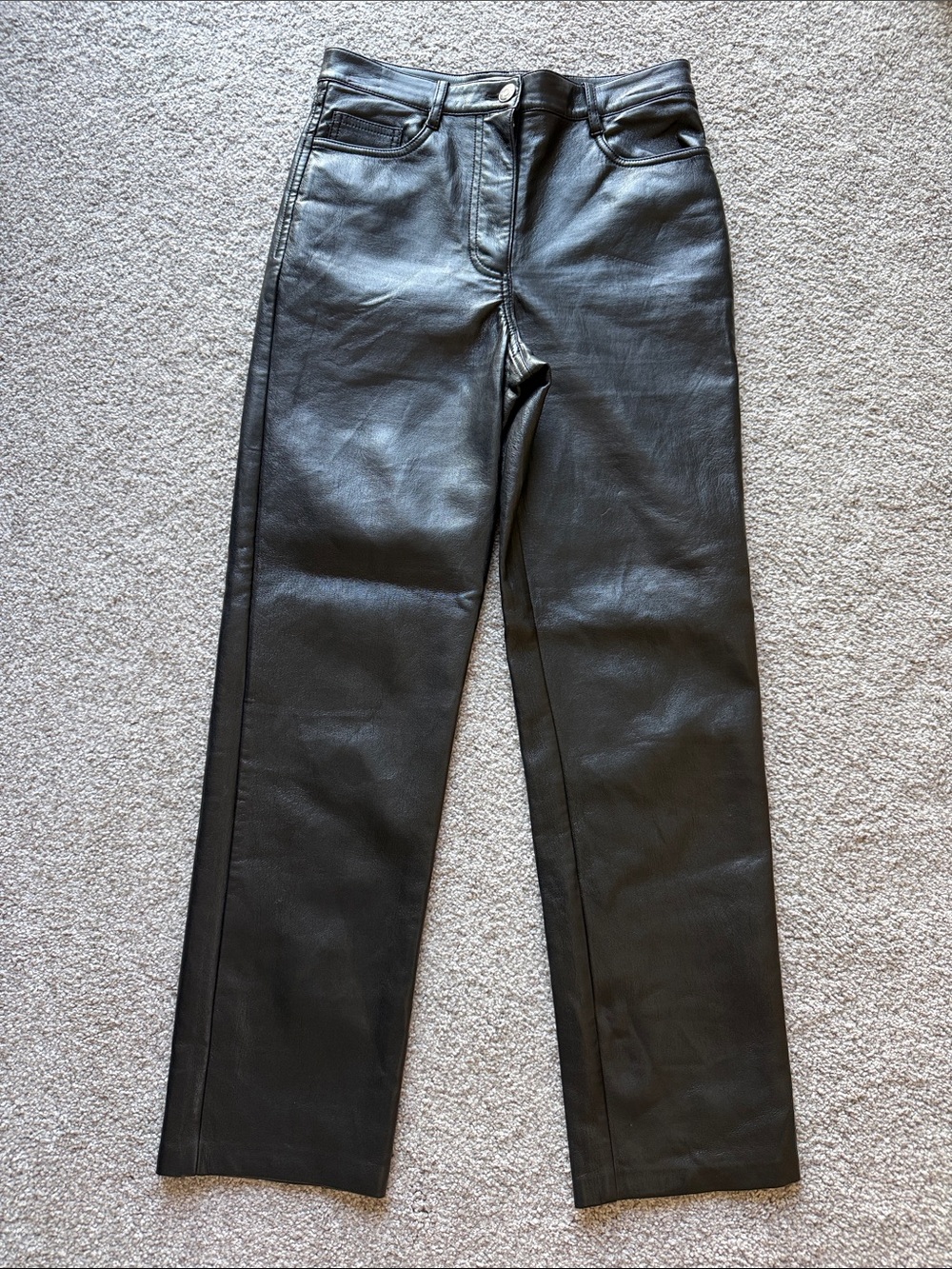 Wilfred Black Faux Leather Straight-Leg pant 25” inseam